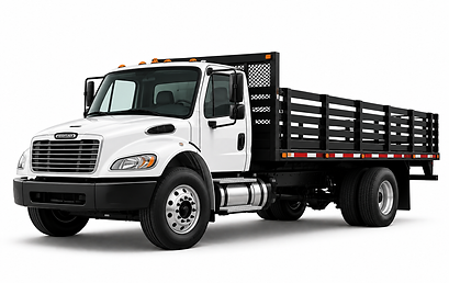Camión Freightliner blanco con plataforma negra.png