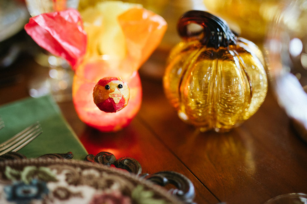 Turkey votive on table, Fifty fabulous & finally free