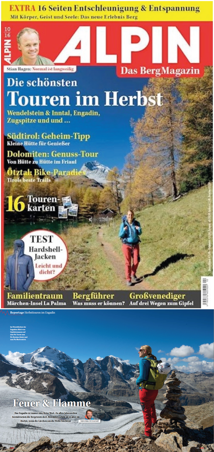 ALPIN-Titelgeschichte 'Feuer und Flamme', samt Titelbild (10/'16)