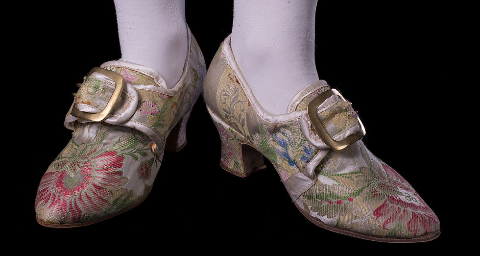 Women’s buckled shoe 17th century fashion footwear history