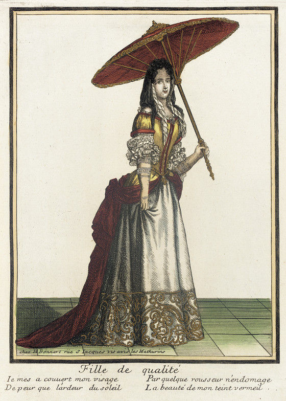 17th century women accessories fashion history Noblewoman with a parasol