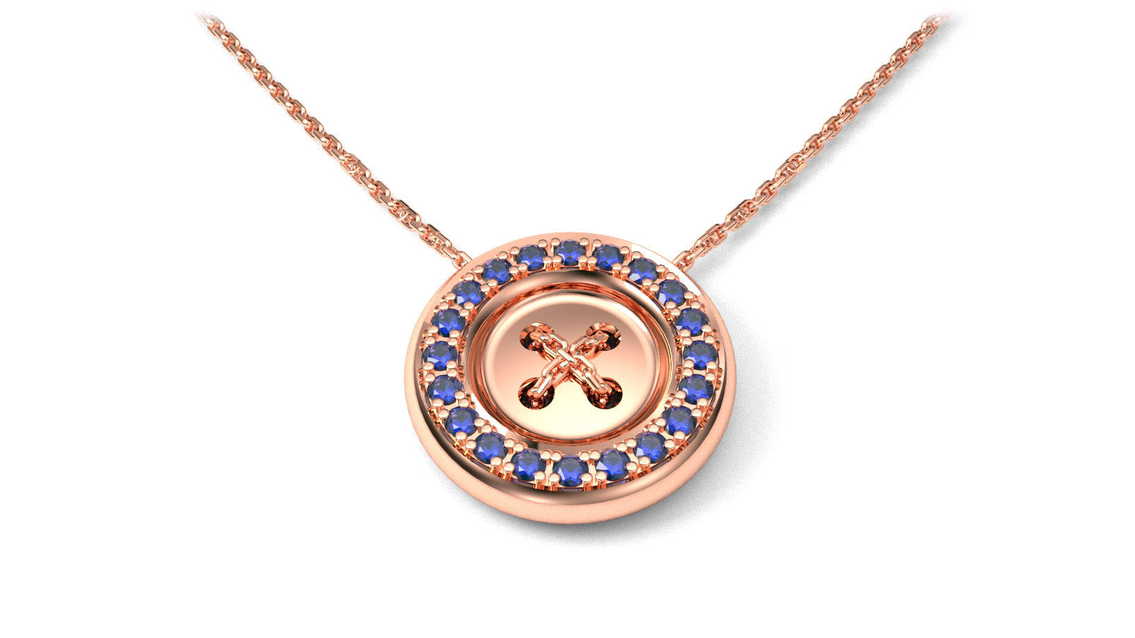 Colgante de Oro Rosa "Great Story" Zafiros Azules