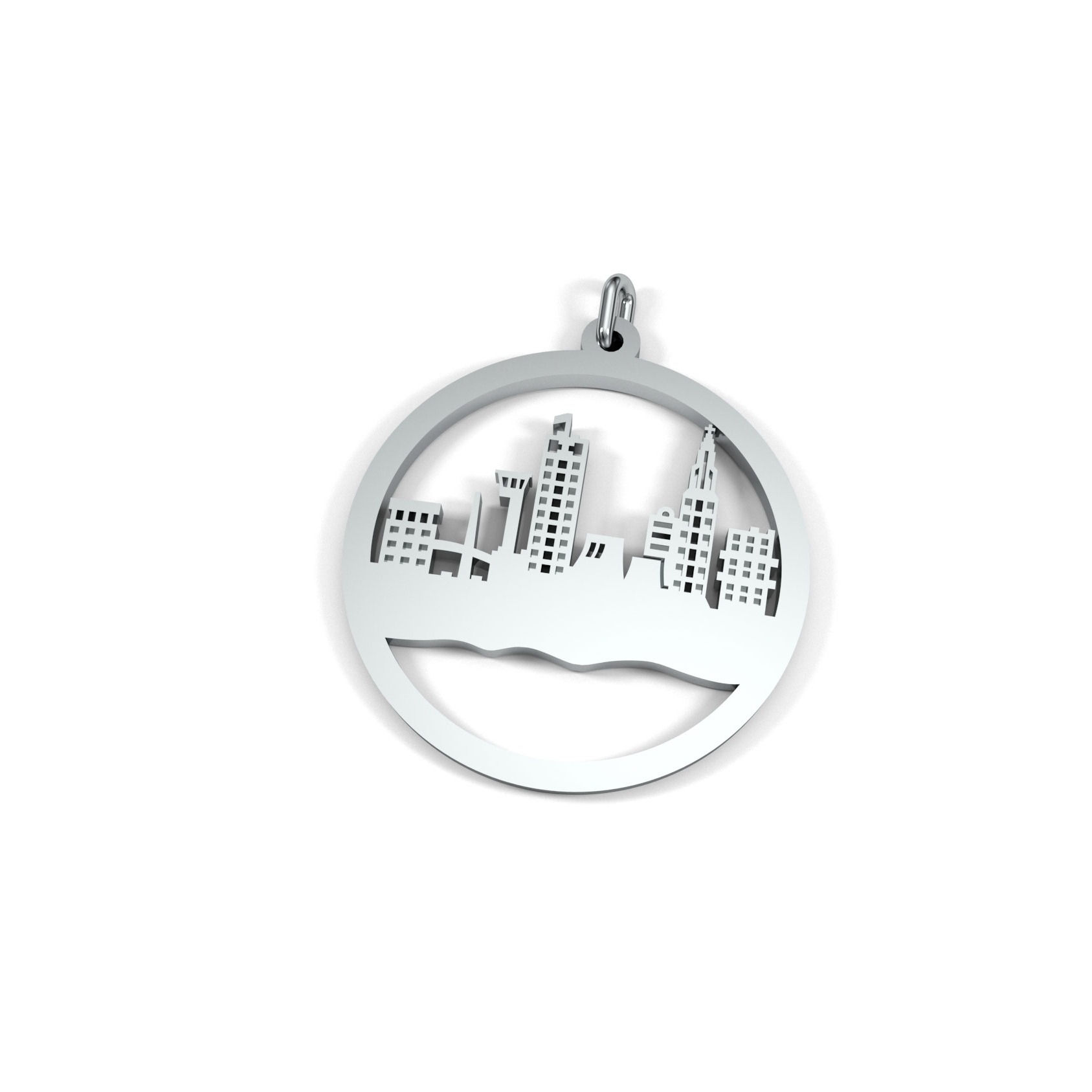 Medal "Skyline Le Havre" Rhodium-plated white gold