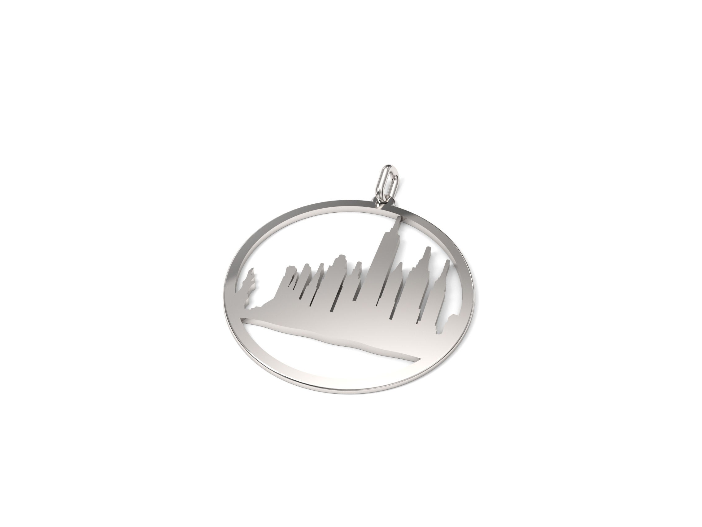 Medal white gold "Skyline" Rhodium-plated