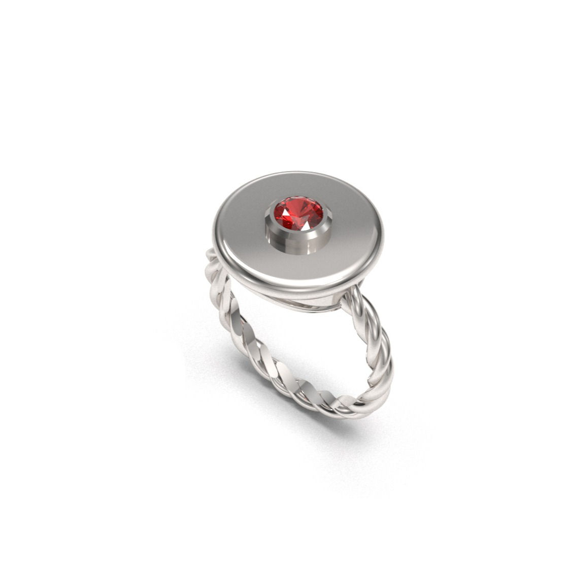 Anillo de oro blanco "Bachi" Cabujón de granate