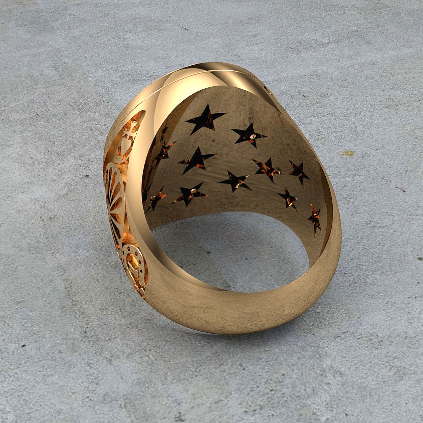 Miniatura: Chevalière "ERIZOR"  Or et diamants