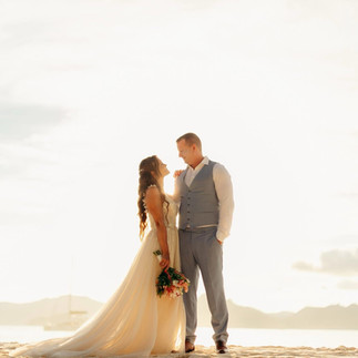 Bride and groom on the beach