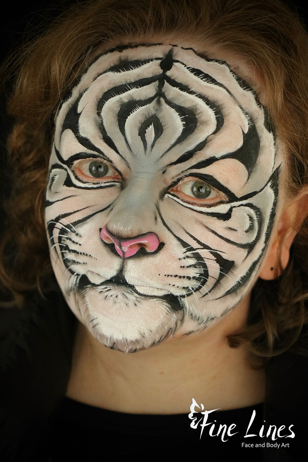 Realistic White Tiger face painting