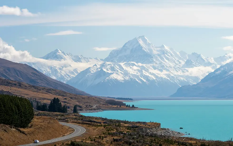 Lake Pukaki with Aoraki/Mt Cook on the horizon