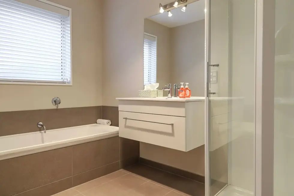 Bathroom with bath at The Star Yard holiday home, Lake Tekapo