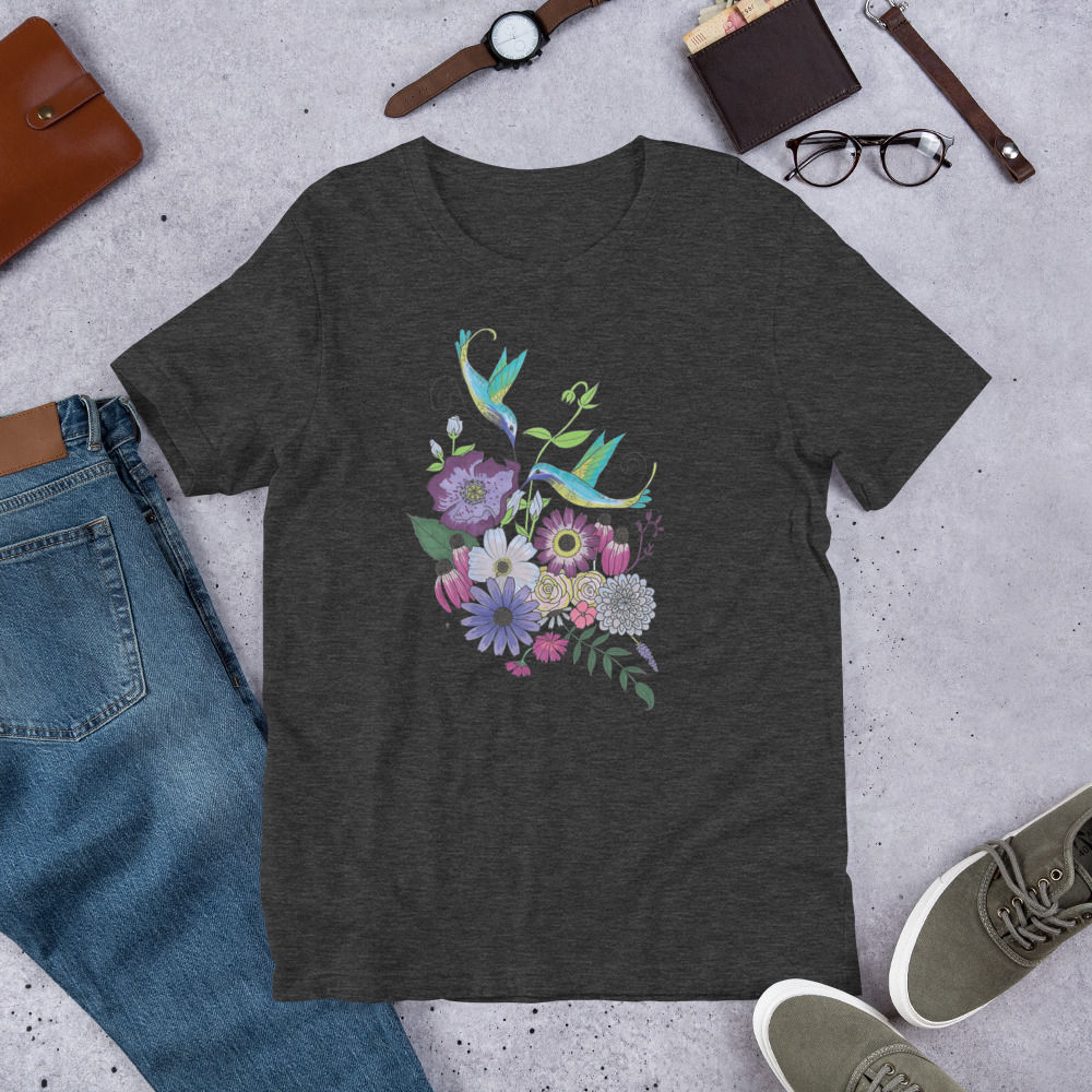 Humming Bird Flower Bouquet T-Shirt