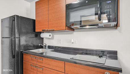 Studio kitchenette in Timber Creek Residences, North Aurora
