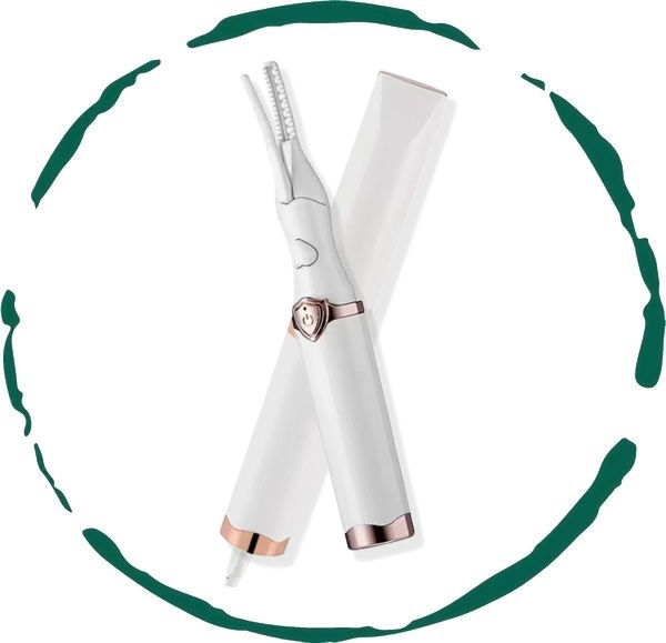 White and rose gold electric eyelash curler, crossed