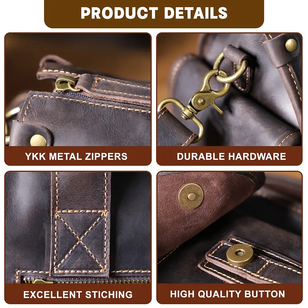 Thumbnail: S.WORKER Vintage Genuine Leather Men's Briefcase 14" Laptop Bags Crazy Horse