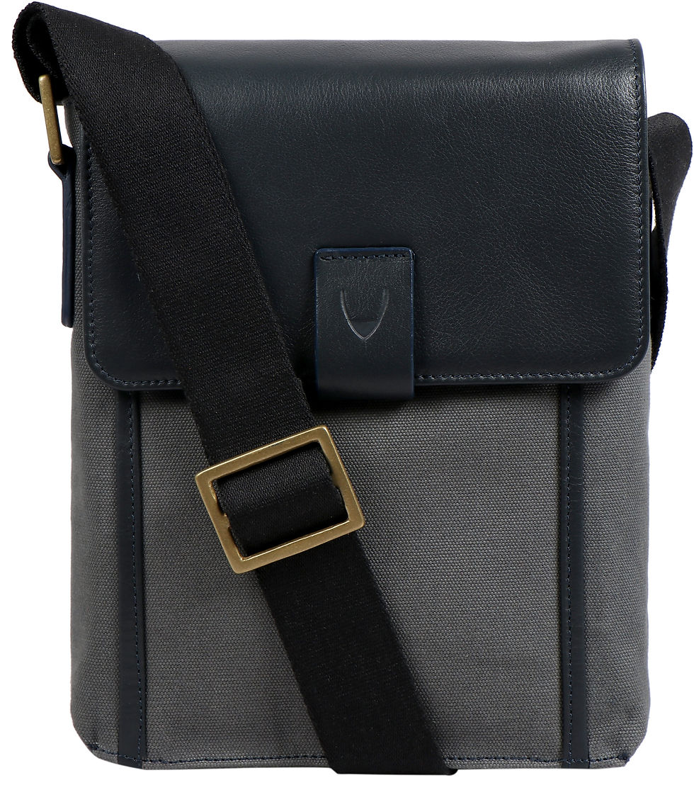 Thumbnail: Aiden Genuine Leather and Canvas Mini Crossbody Men/Women Messenger  Bag