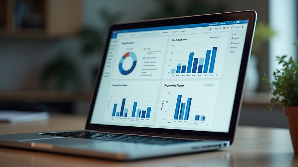 Eye-level view of a laptop screen showing a project management dashboard