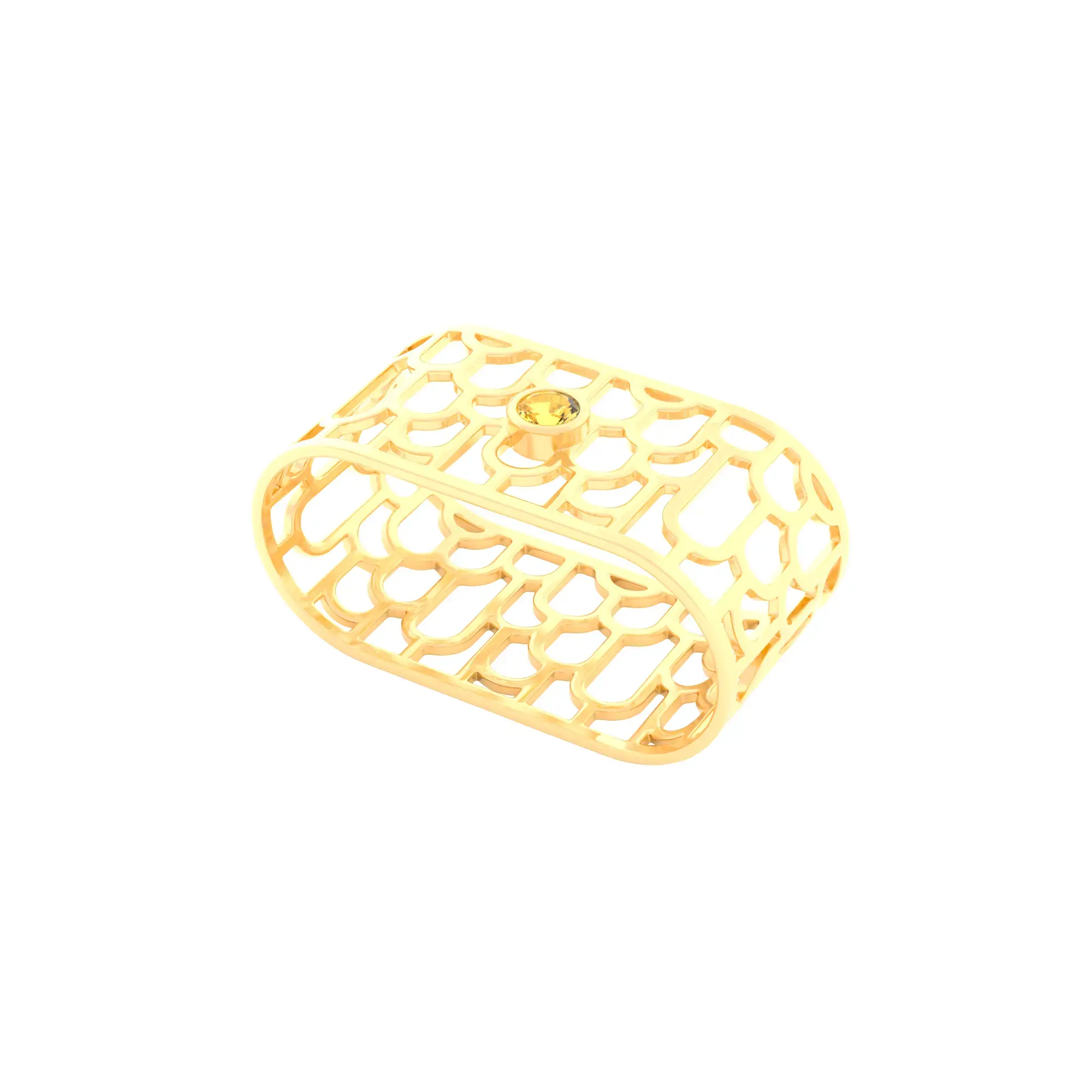 Englow Sands Art-Déco – Yellow Gold with White Zircon – exquisite Serviettenringe, Napkin Rings