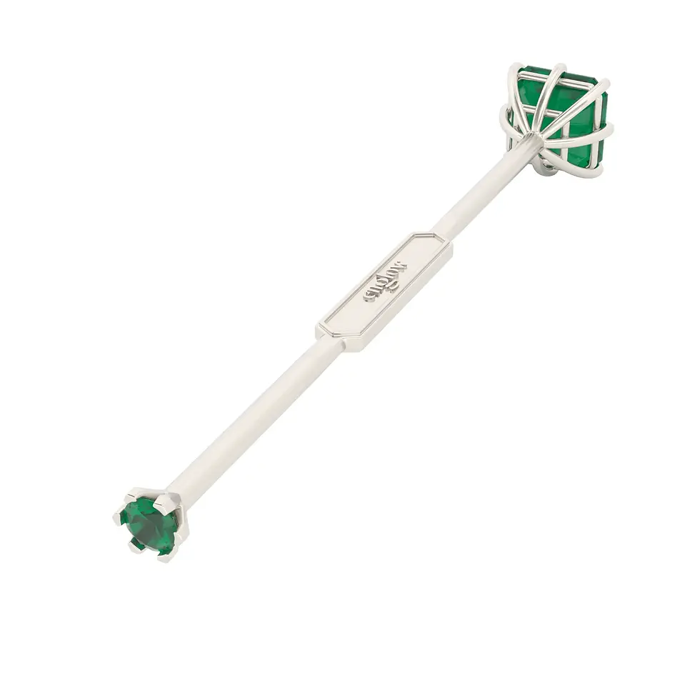 Englow Visky Saba Green Tourmaline White Gold: Stilvolle Whiskey-Rührer / Stirrer mit 6mm runden Edelstein