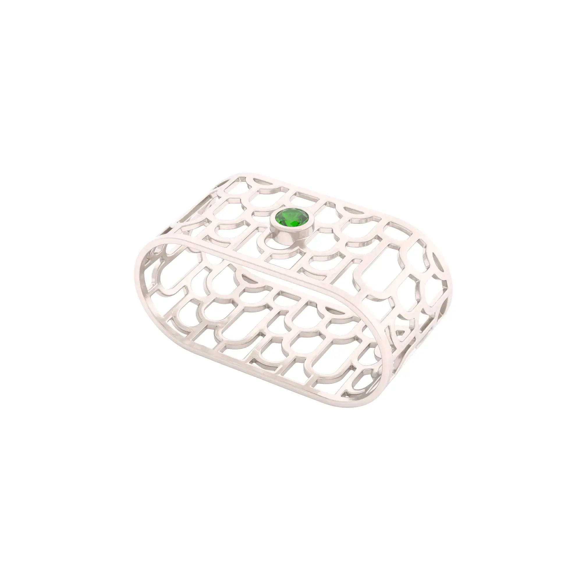 Englow Sands Art-Déco – White Gold with Garnet Tsavorite – exquisite Serviettenringe, Napkin Rings