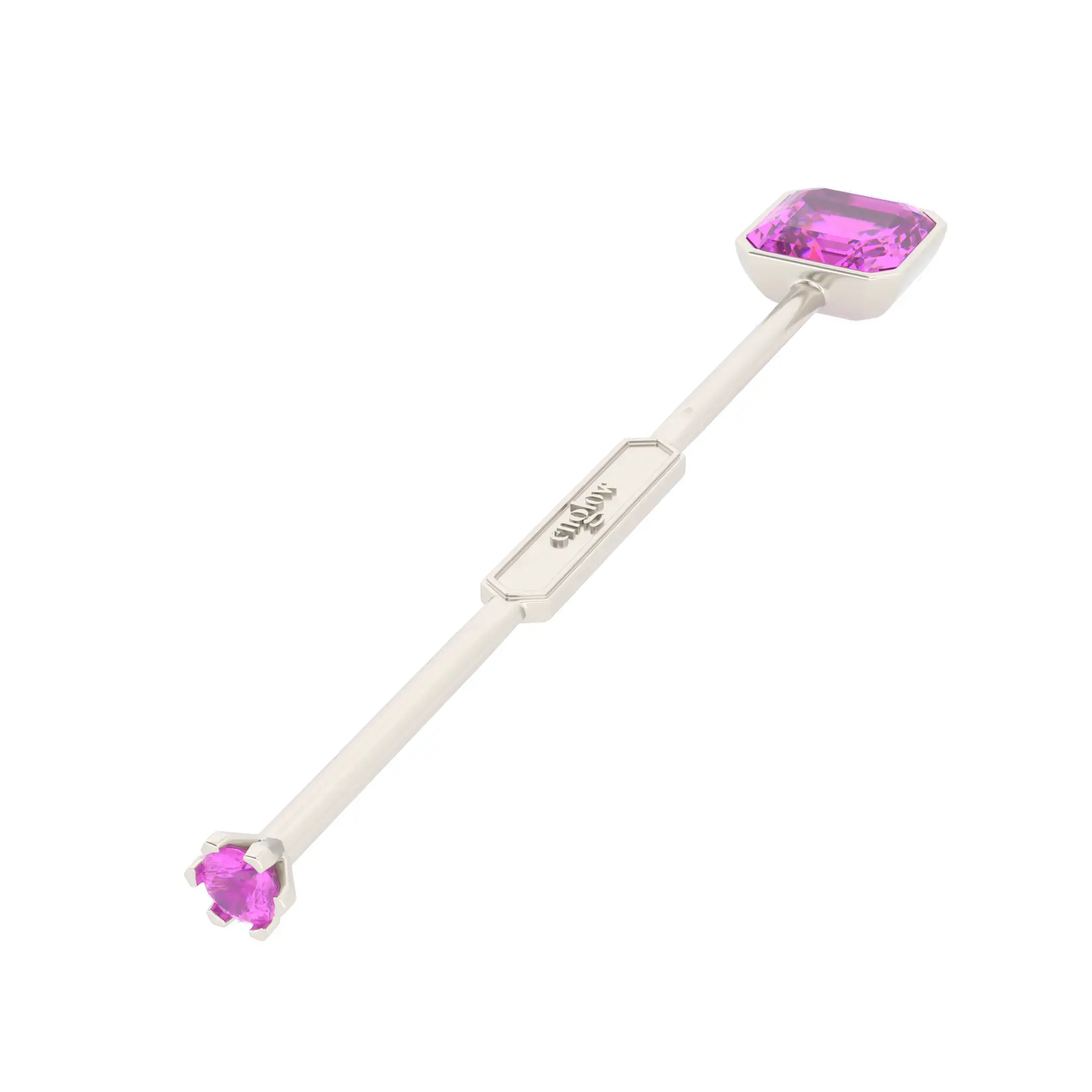 Englow Visky Sitta Pink Sapphire White Gold: Stilvolle Whiskey-Rührer / Stirrer mit 6mm runden Edelstein
