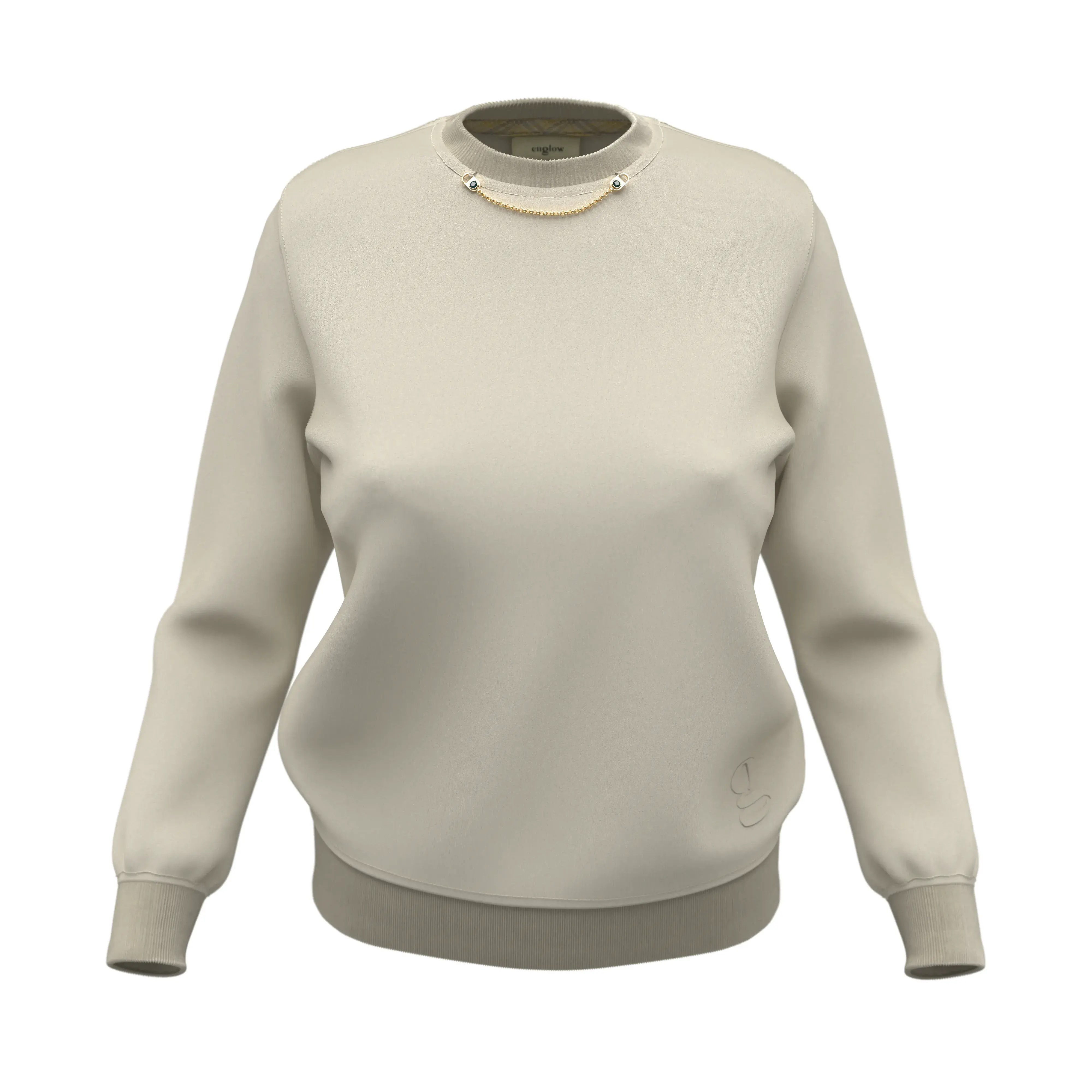 CRYS LUZE Sweatshirt - écru, Yellow Gold with Peacock Tanzanite