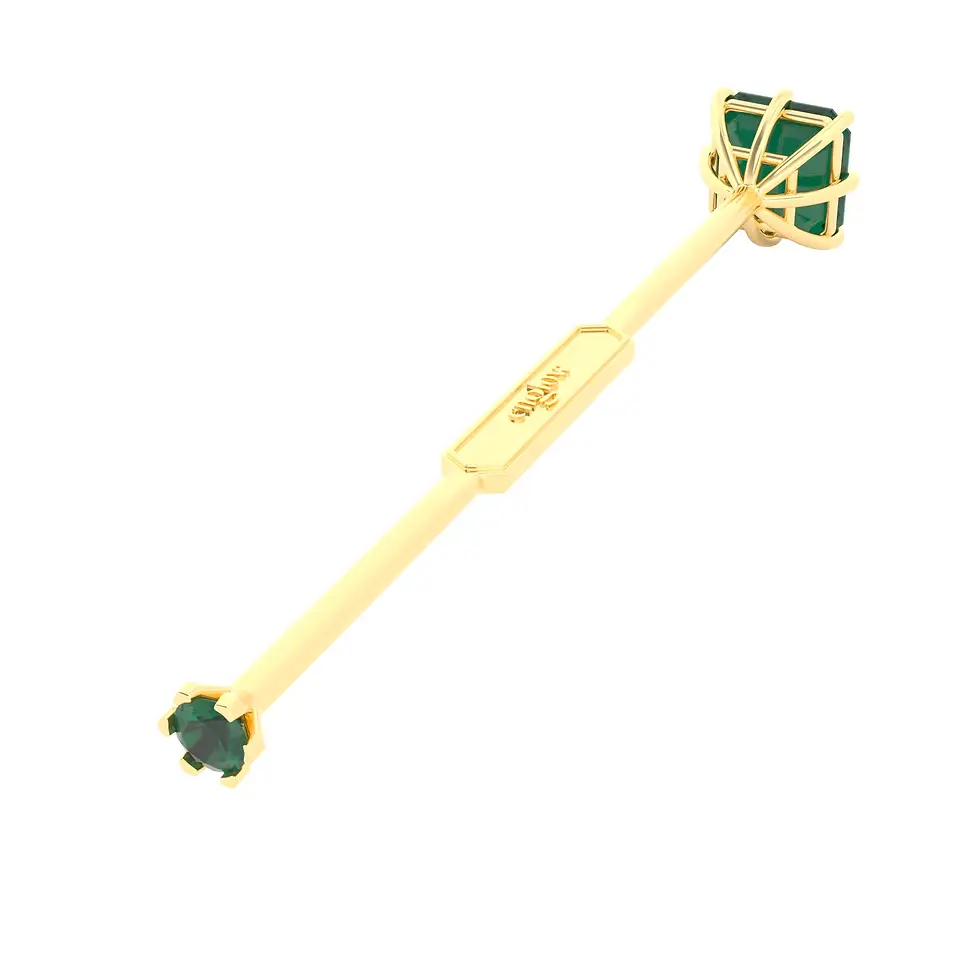 Englow Visky Saba Columbian Emerald Yellow Gold: Stilvolle Whiskey-Rührer / Stirrer mit 6mm runden Columbian Emerald