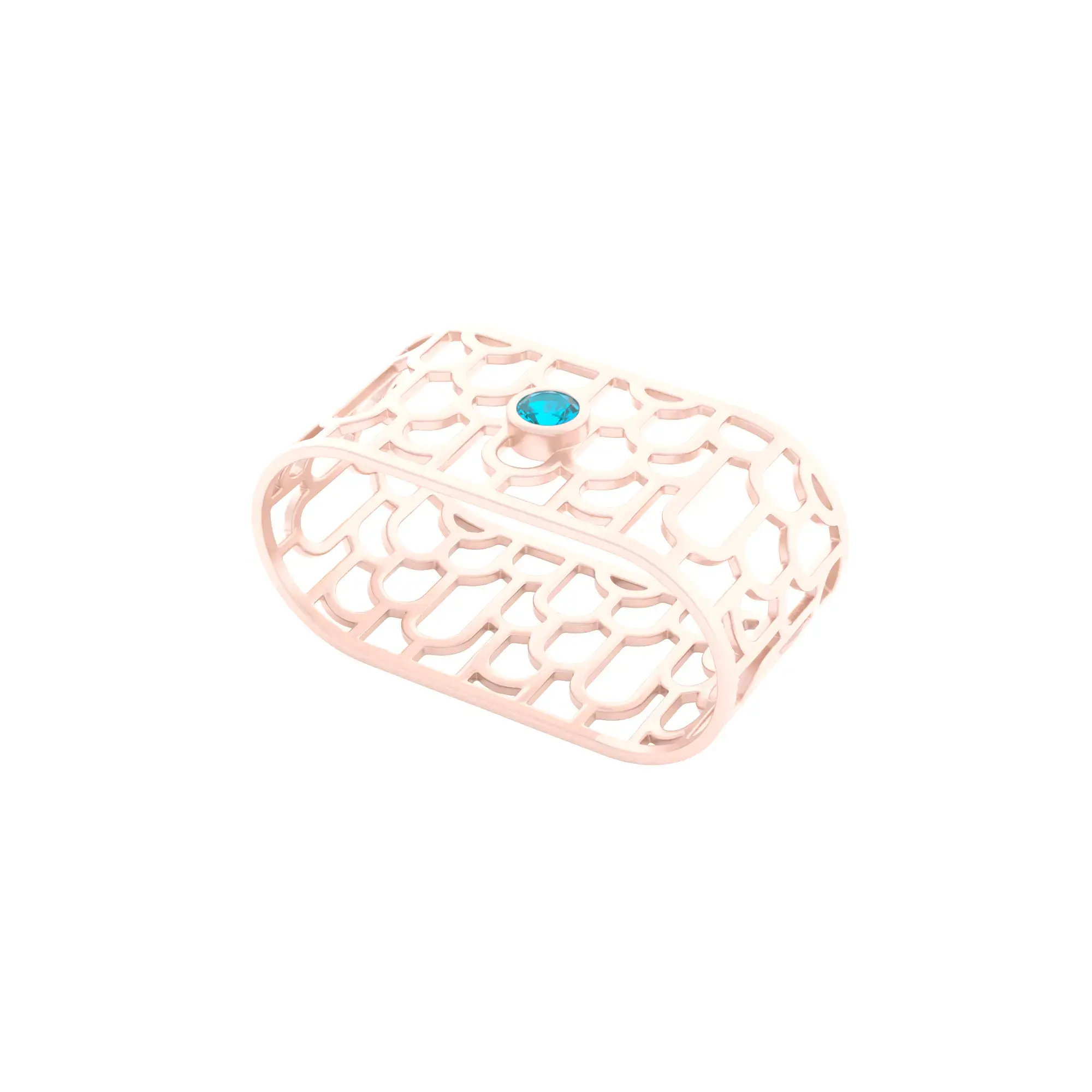 Englow Sands Art-Déco – Rose Gold with Sky Blue Topaz– exquisite Serviettenringe, Napkin Rings