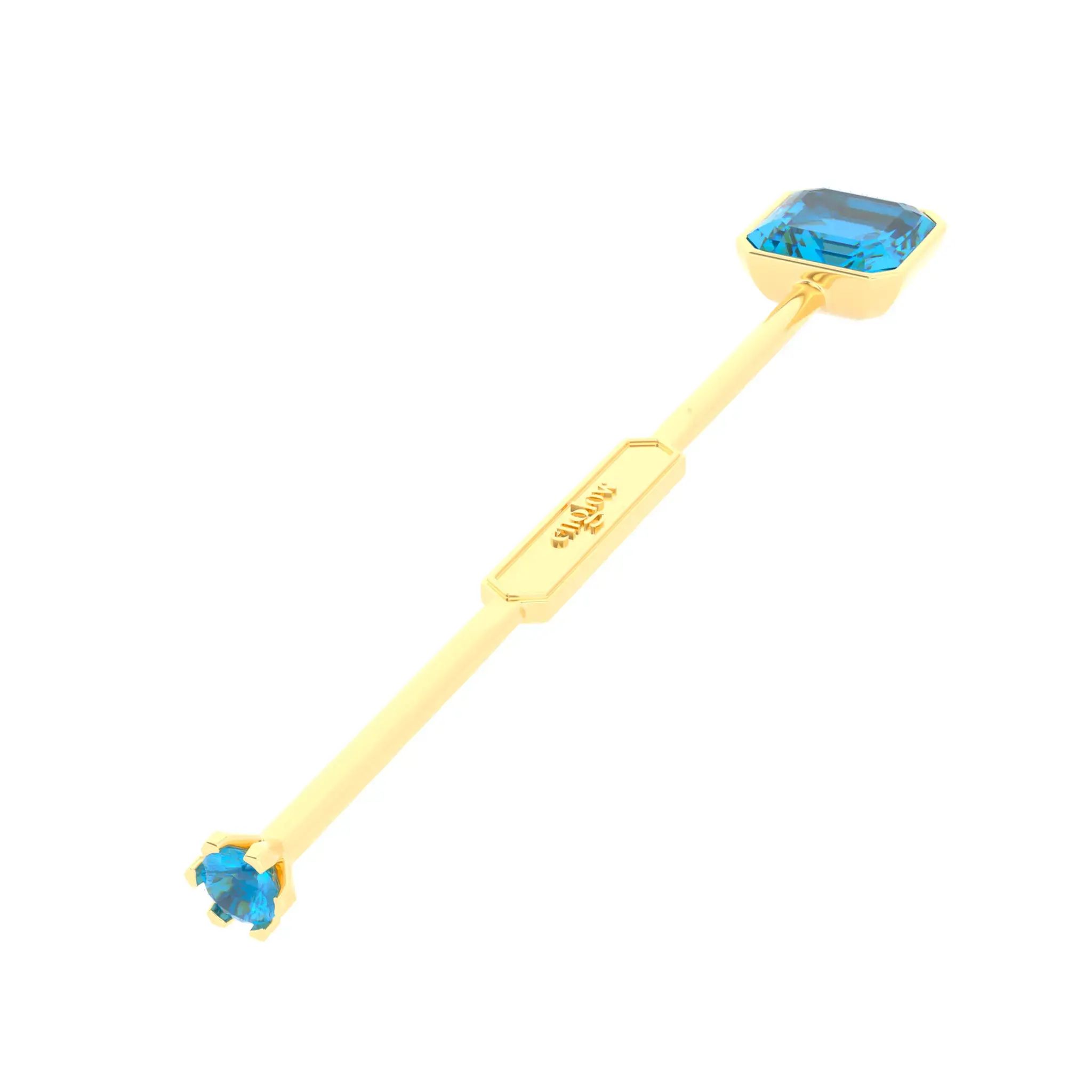 Englow Visky Sitta Santa Maria Aquamarine Yellow Gold: Stilvolle Whiskey-Rührer / Stirrer mit 6mm runden Edelstein