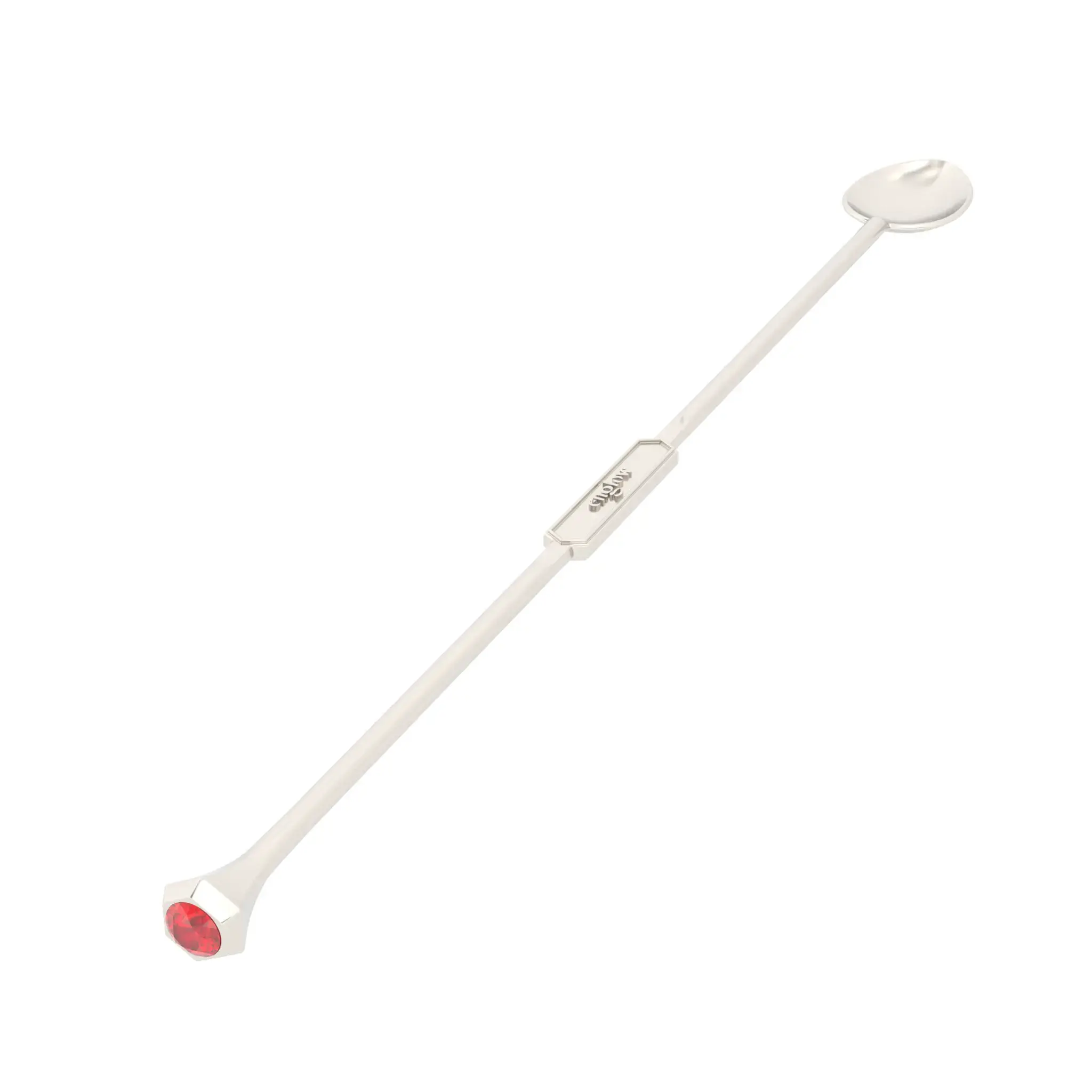 Englow Coctail Sitta Red Garnet White Gold: Stilvolle Cocktail-Rührer / Stirrer mit 6mm runden Edelstein