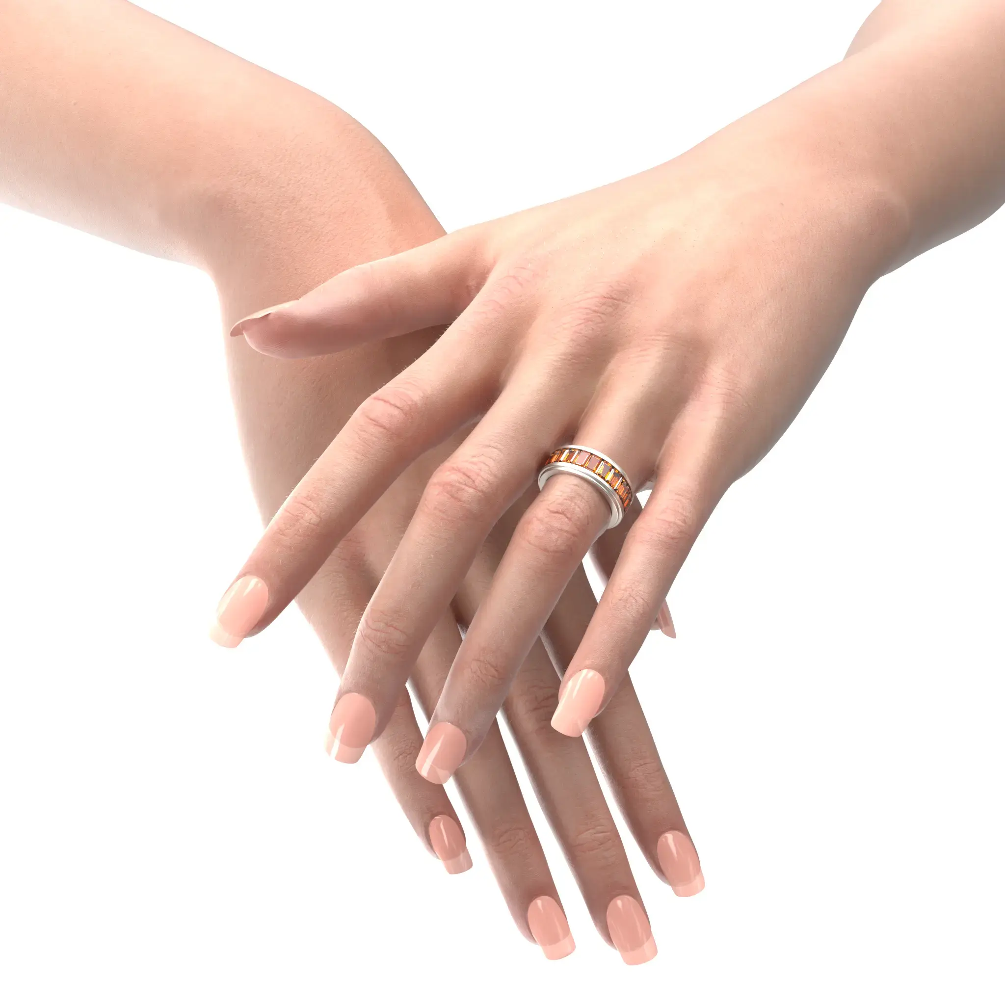 Englow SELVA Eternity Fingerring mit Spessartite Garnet: Luxuriöses Schmuckstück / Fingerring 18K White Gold