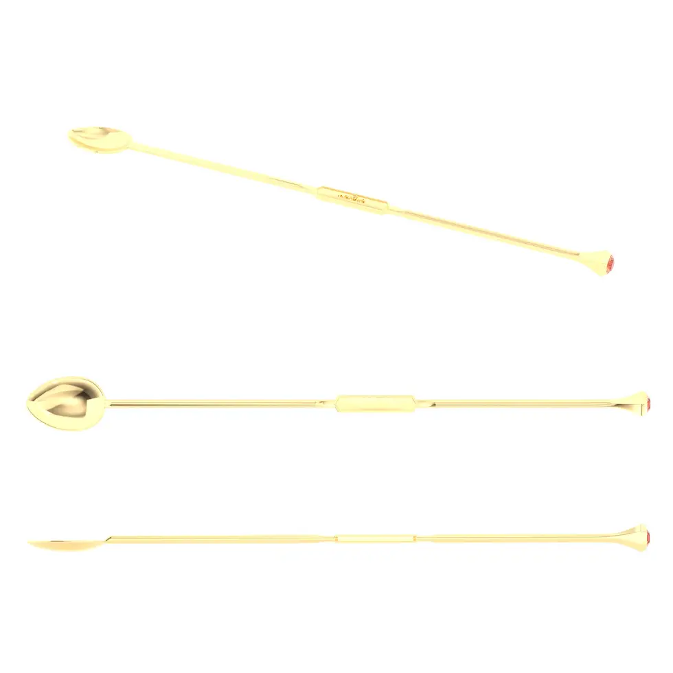Englow Coctail Sitta Peach Tourmaline Yellow Gold: Stilvolle Cocktail-Rührer / Stirrer mit 6mm runden Edelstein