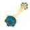 Thumbnail: Englow Visky Saba Indicolite Tourmaline Yellow Gold: Stilvolle Whiskey-Rührer / Stirrer mit 6mm runden Edelstein