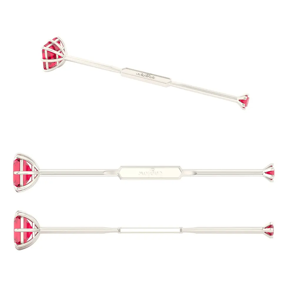 Englow Visky Saba Ruby White Gold: Stilvolle Whiskey-Rührer / Stirrer mit 6mm runden Edelstein