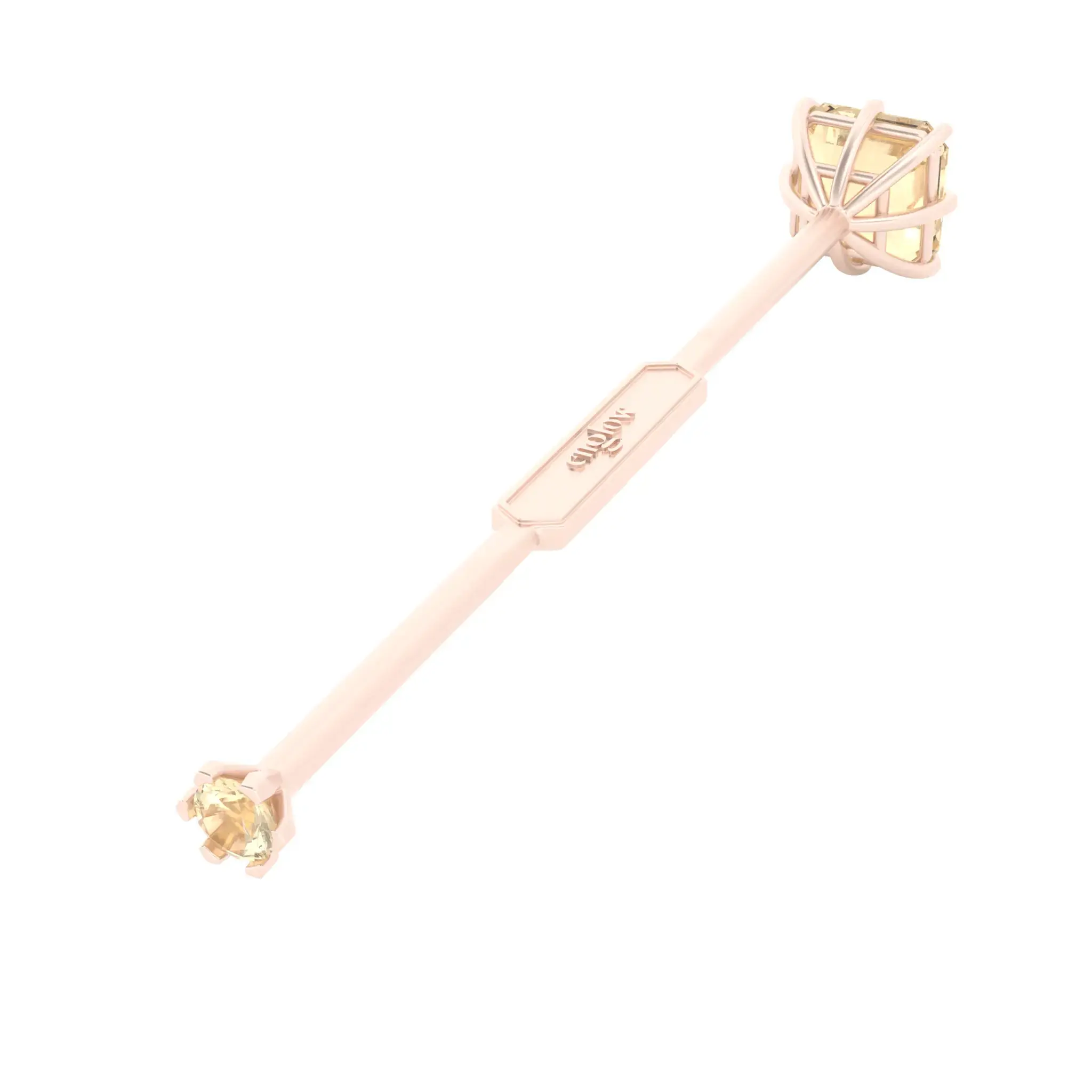 Englow Visky Saba Champagne Topaz Rose Gold: Stilvolle Whiskey-Rührer / Stirrer mit 6mm runden Edelstein