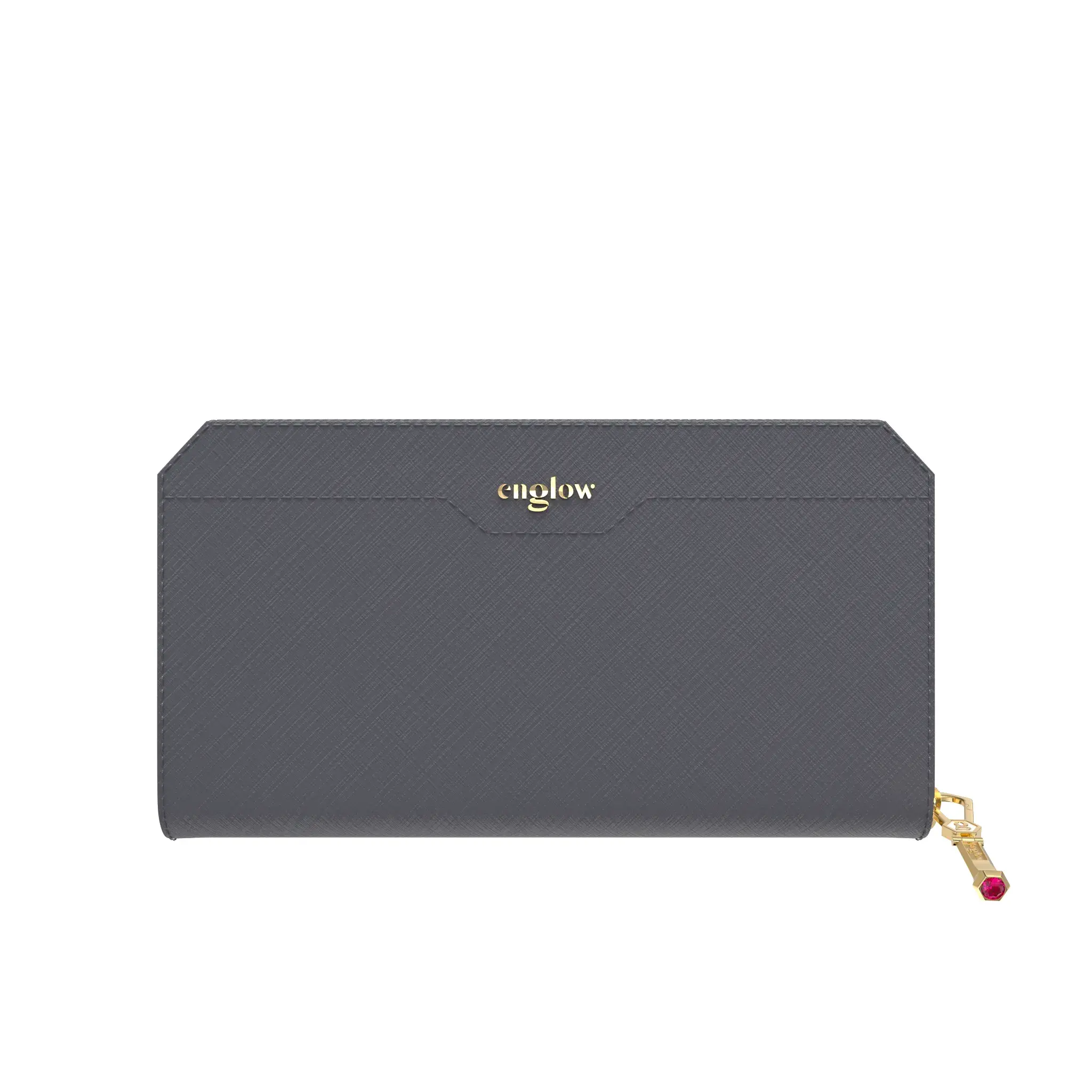 Aura Continental Wallet - Grey, Yellow Gold with Pink Tourmaline