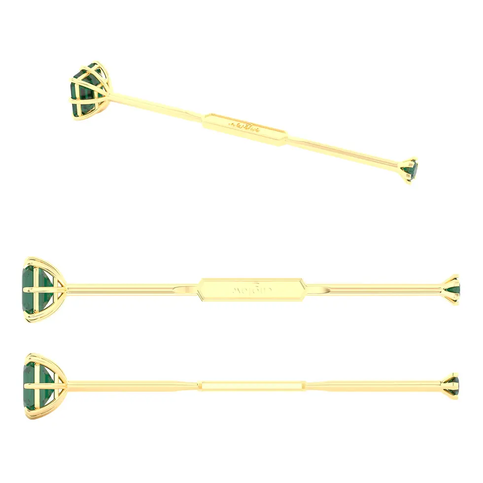 Englow Visky Saba Columbian Emerald Yellow Gold: Stilvolle Whiskey-Rührer / Stirrer mit 6mm runden Columbian Emerald