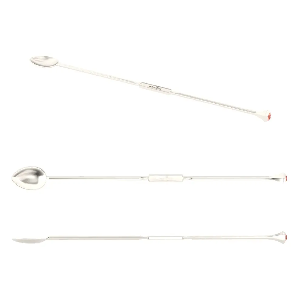 Englow Coctail Sitta Peach Tourmaline White Gold: Stilvolle Cocktail-Rührer / Stirrer mit 6mm runden Edelstein