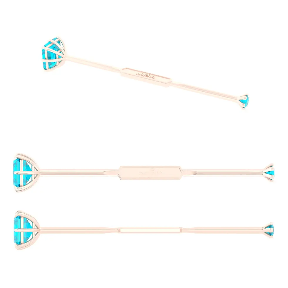 Englow Visky Saba Blue Zircon Rose Gold: Stilvolle Whiskey-Rührer / Stirrer mit 6mm runden Edelstein