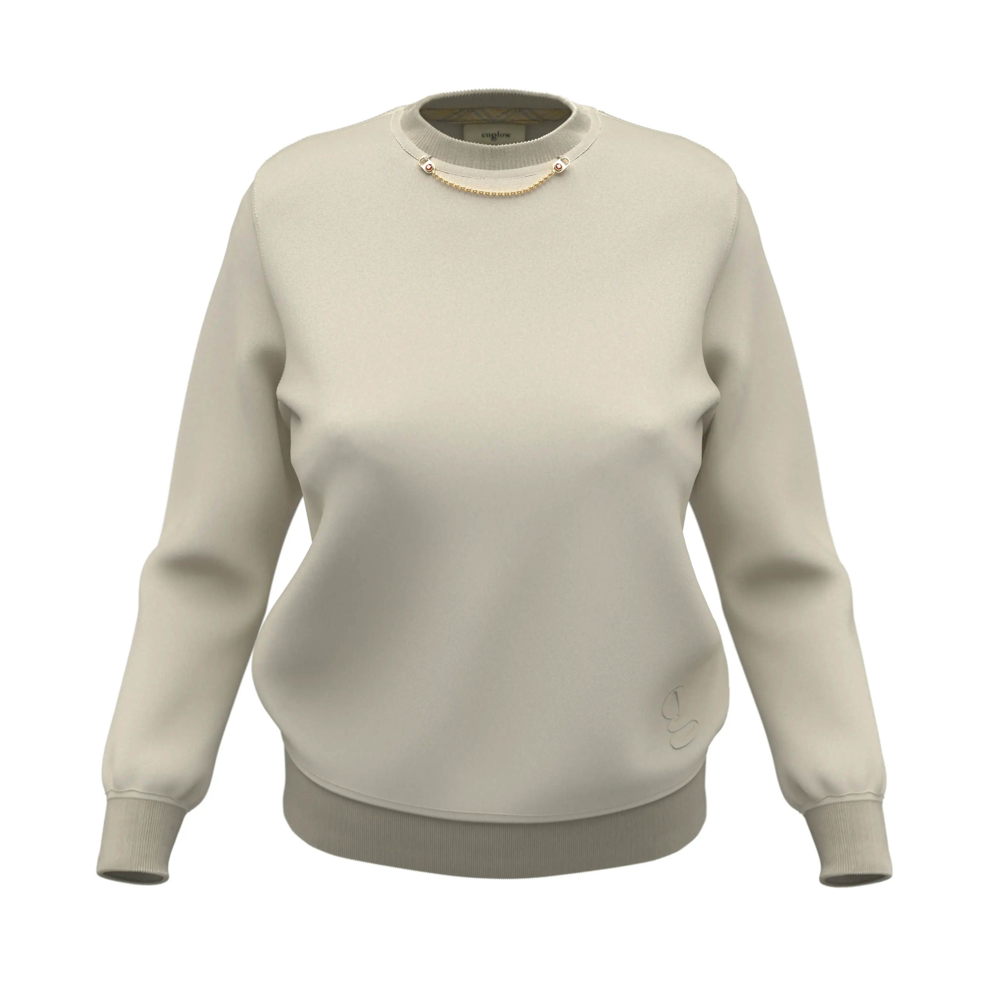 CRYS LUZE Sweatshirt - écru, Yellow Gold with Spessartite Garnet