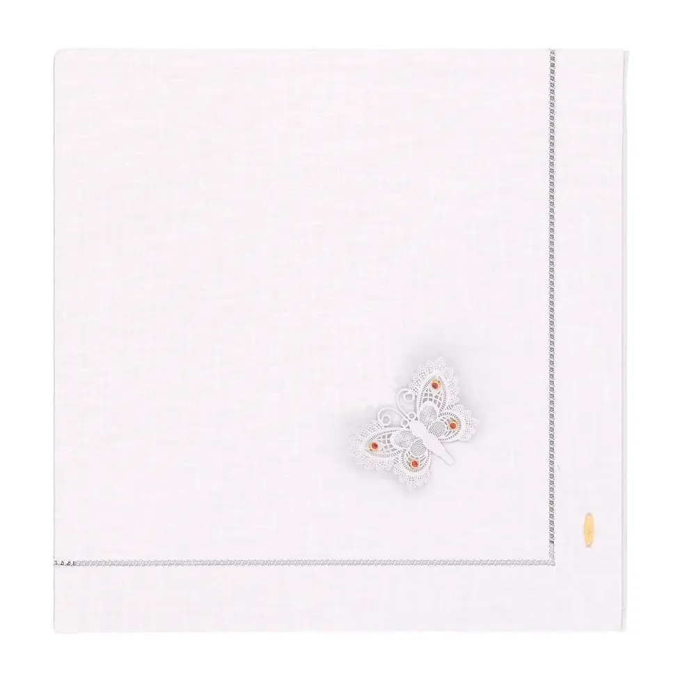 Englow Vlinder Napkin - Leinen-Serviette Papillon, Sterlingsilber, Yellow Gold mit Orange Sapphire