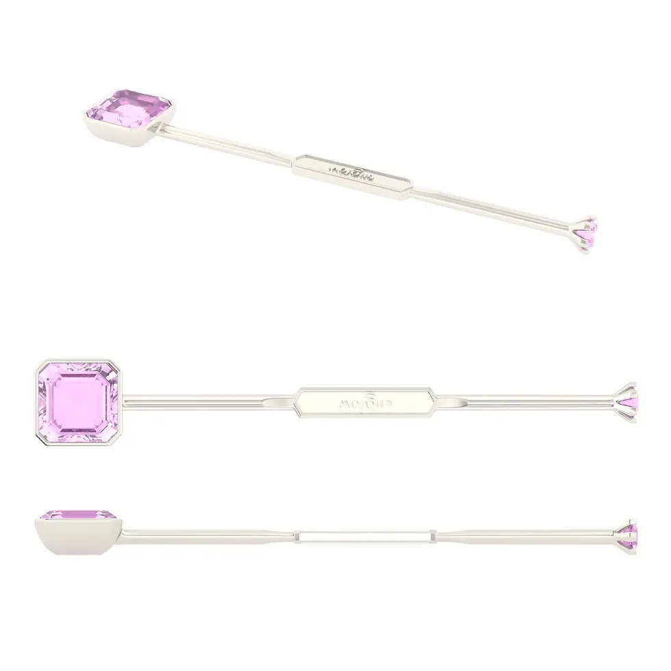 Englow Visky Sitta Pink Amethyst White Gold: Stilvolle Whiskey-Rührer / Stirrer mit 6mm runden Edelstein