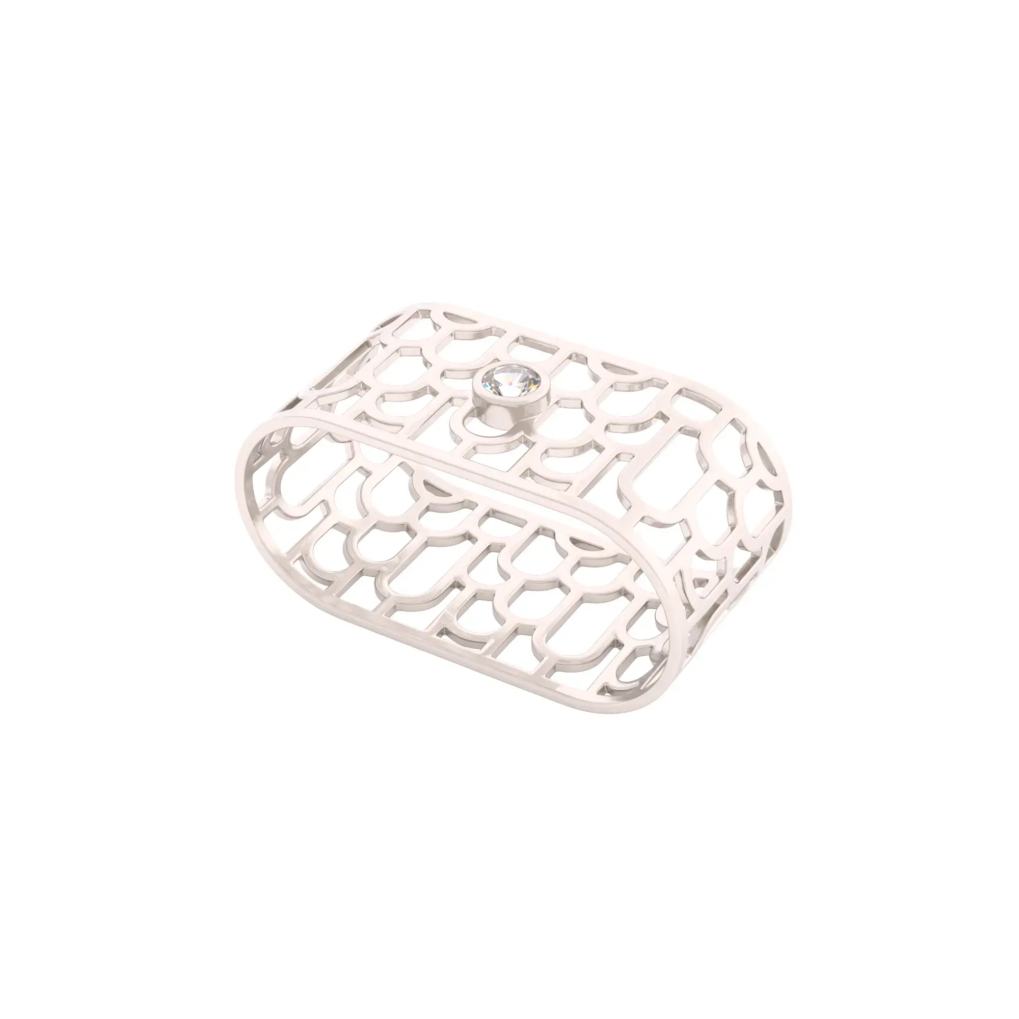 Englow Sands Art-Déco – White Gold with Whiskey Quartz – exquisite Serviettenringe, Napkin Rings