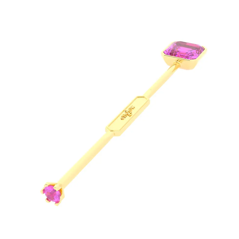 Englow Visky Sitta Pink Sapphire Yellow Gold: Stilvolle Whiskey-Rührer / Stirrer mit 6mm runden Edelstein
