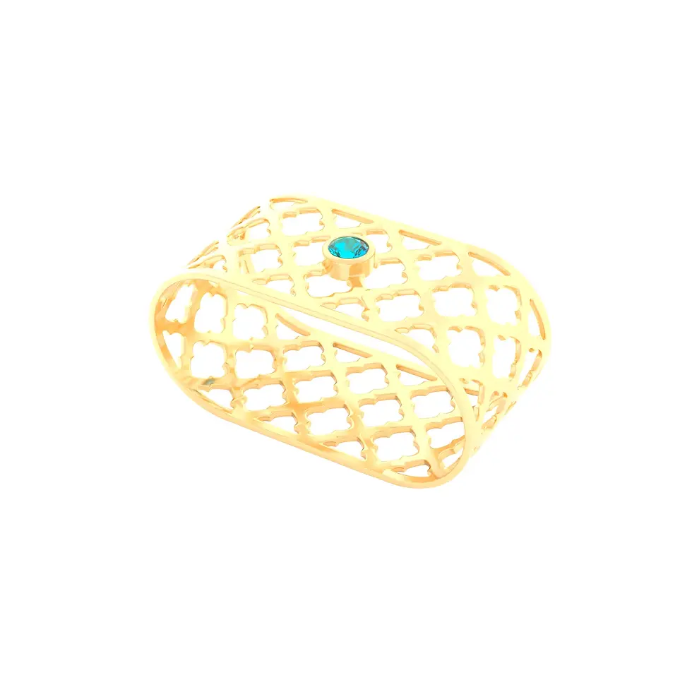 Englow Sands Oriental – Yellow Gold with Sky Blue Topaz – exquisite Serviettenringe, Napkin Rings