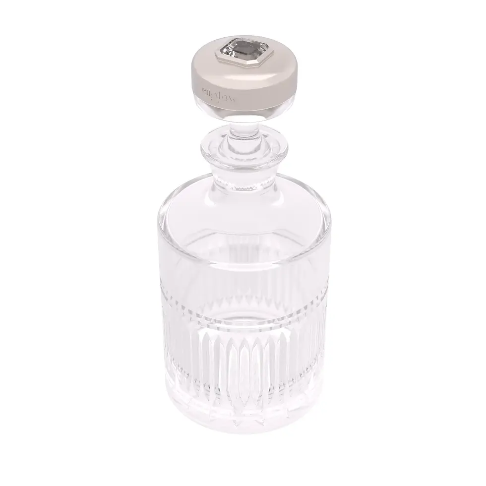 Englow Barchan Kristallkaraffe in White Gold und Edelstein White Quartz perfekt für hochwertige Spirituosen