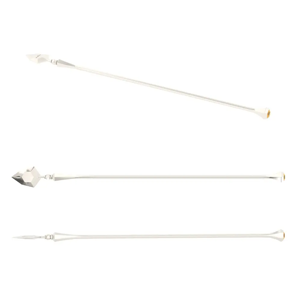 Englow Coctail Saba Golden Zircon White Gold: Stilvolle Cocktail-Rührer / Stirrer mit 6mm runden Edelstein