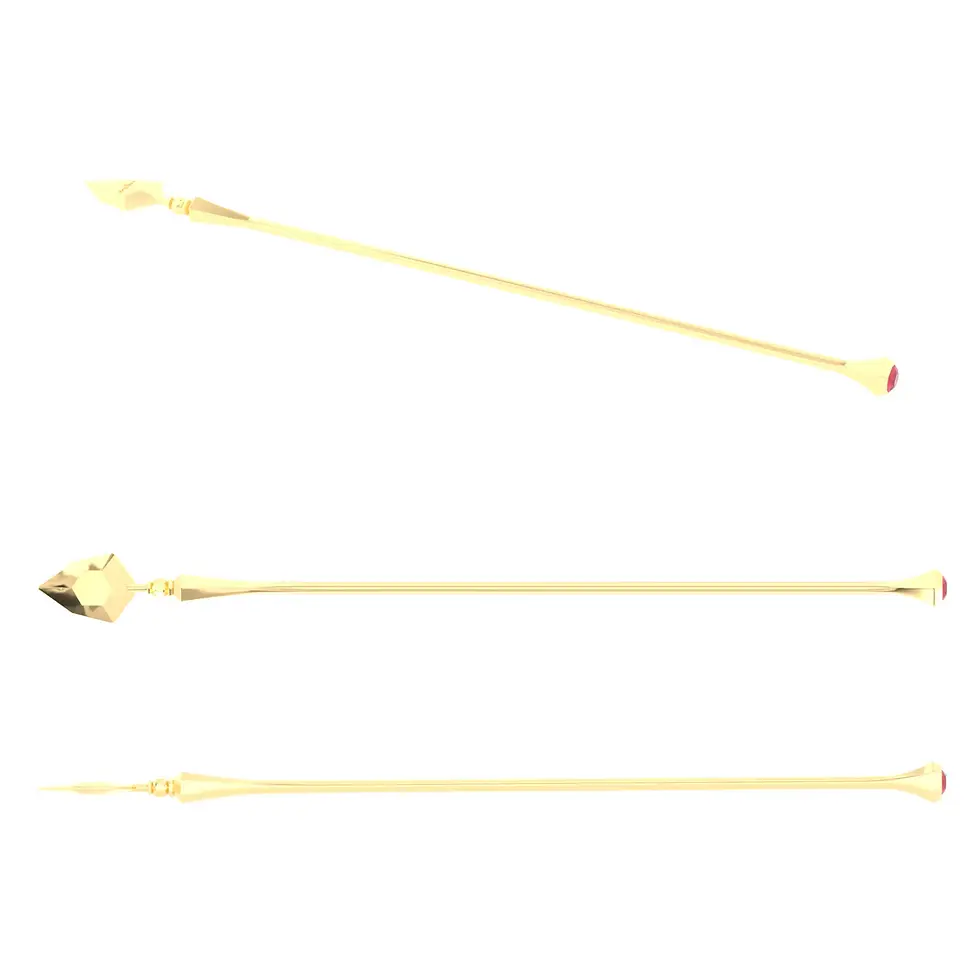 Englow Coctail Saba Ruby Yellow Gold: Stilvolle Cocktail-Rührer / Stirrer mit 6mm runden Edelstein