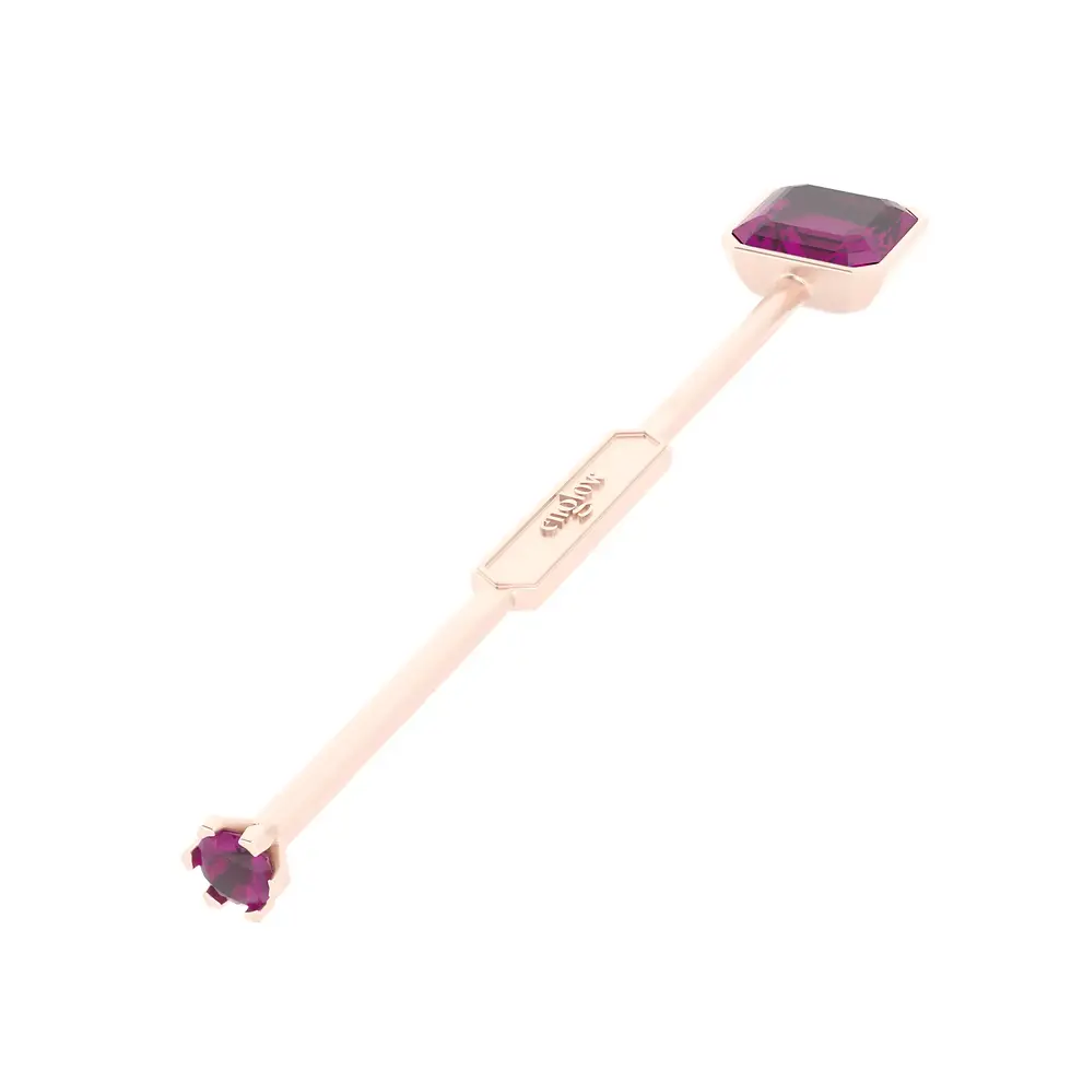 Englow Visky Sitta Rubellite Tourmaline Rose Gold: Stilvolle Whiskey-Rührer / Stirrer mit 6mm runden Edelstein