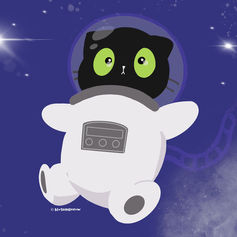 Blushing Meow Astro-Cat Artwork Barbara Asia Illustration