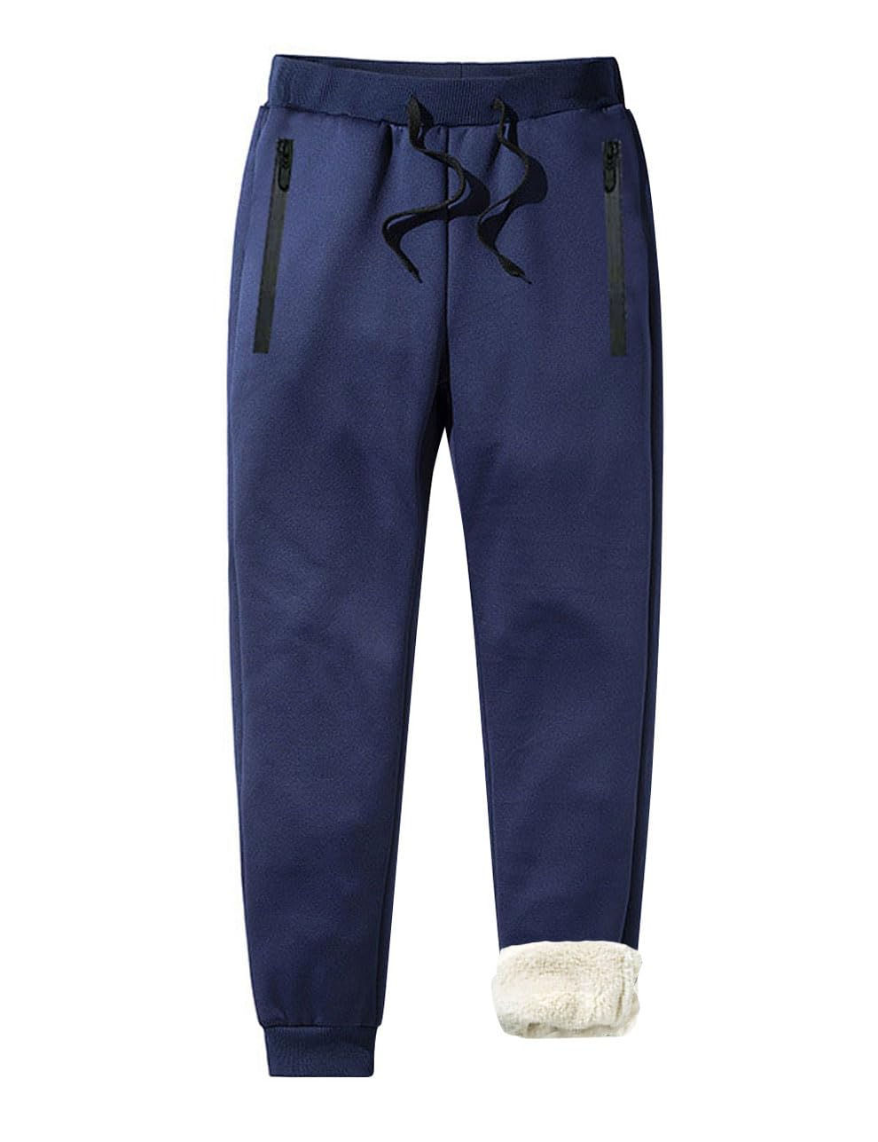 ZGZZ7 Mens Winter Fleece Joggers Pants Sherpa Lined Sweatpants Athletic Warm Thi